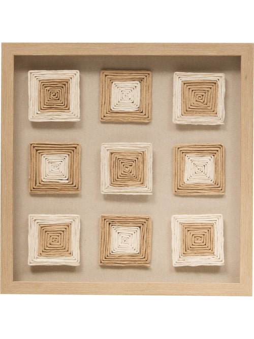 Décoration murale bois raphia motifs relief RAFAEL - Kiabi