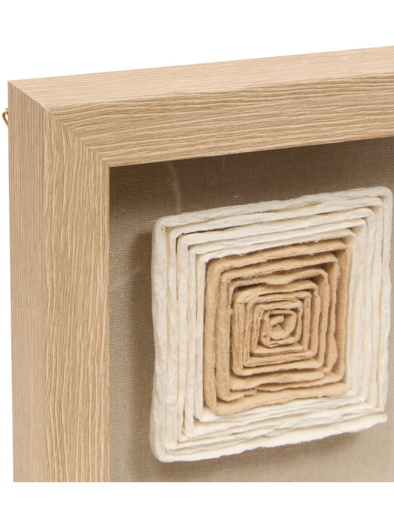 Décoration murale bois raphia motifs relief RAFAEL Beige - Kiabi