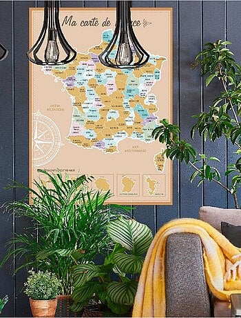 Décoration murale carte de france à gratter