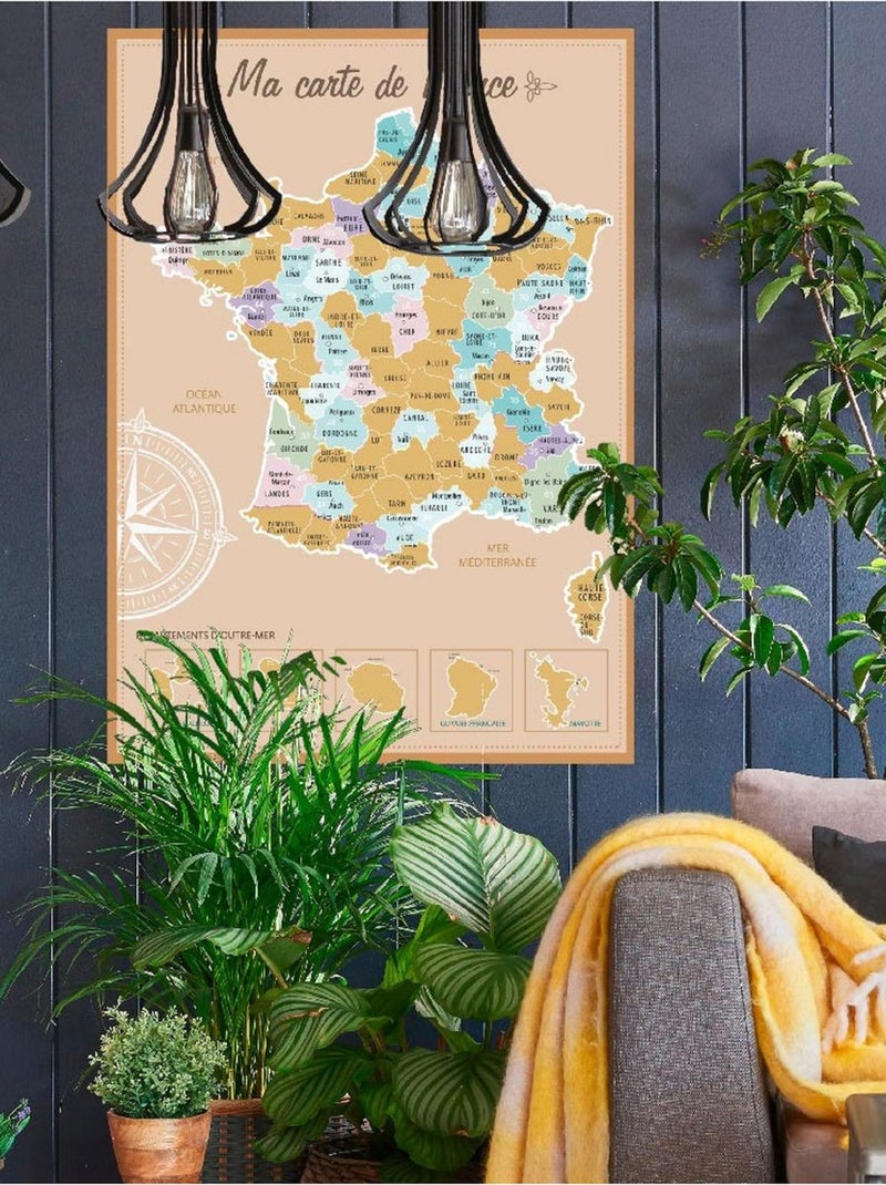 Décoration murale carte de france à gratter Beige - Kiabi