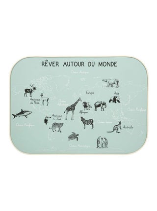Décoration murale carte du monde kaki 70x50 cm