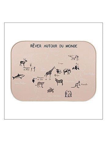 Décoration murale carte du monde rose 70x50 cm