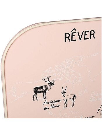 Décoration murale carte du monde rose 70x50 cm