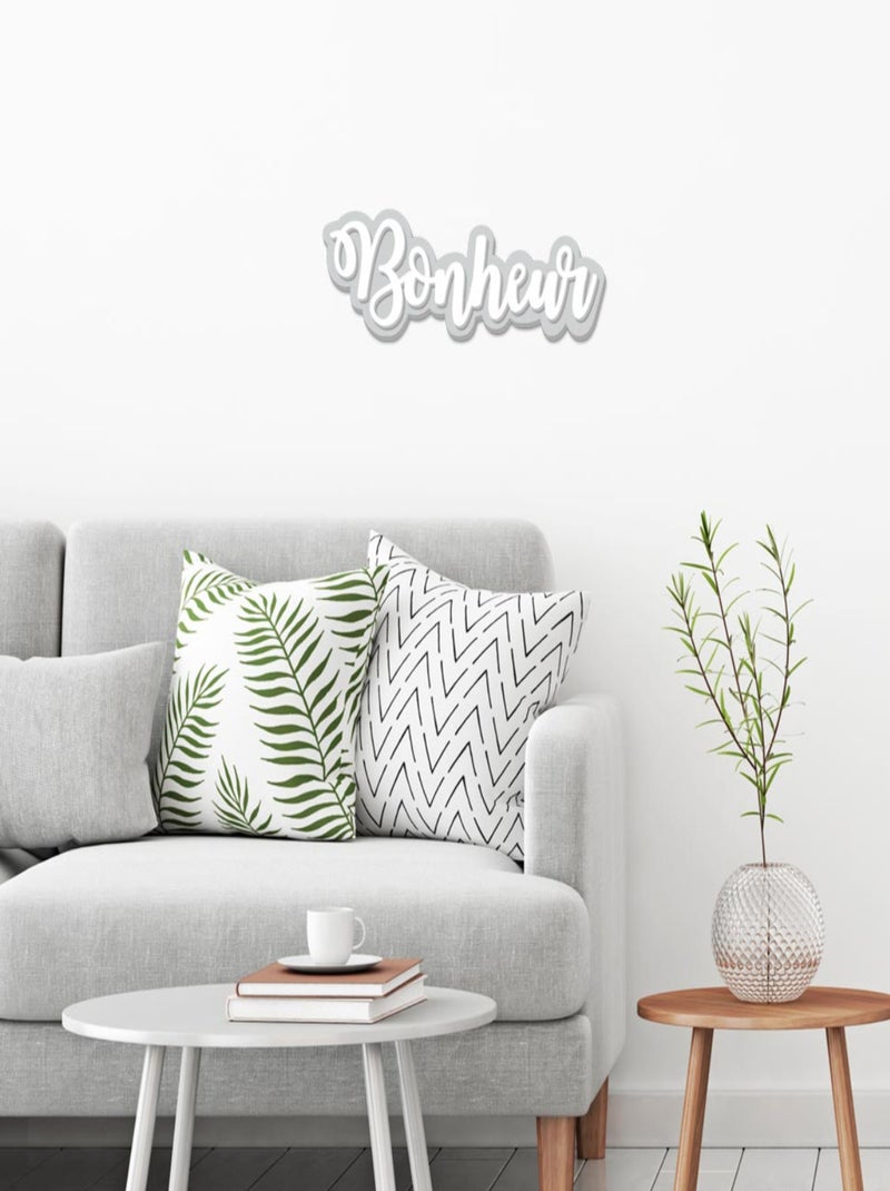 Décoration murale en bois bonheur Gris - Kiabi