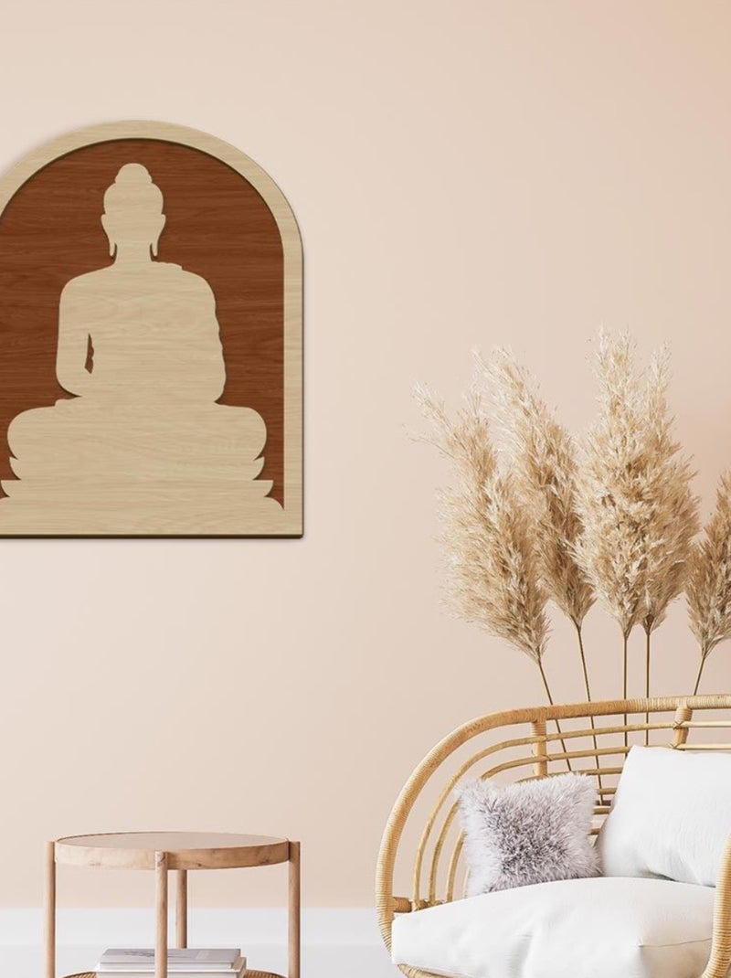 Décoration murale en bois Bouddha Beige - Kiabi