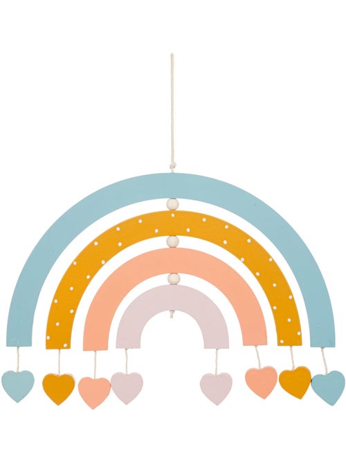 Décoration murale enfant arc-en-ciel bois et coton MALAK - Kiabi