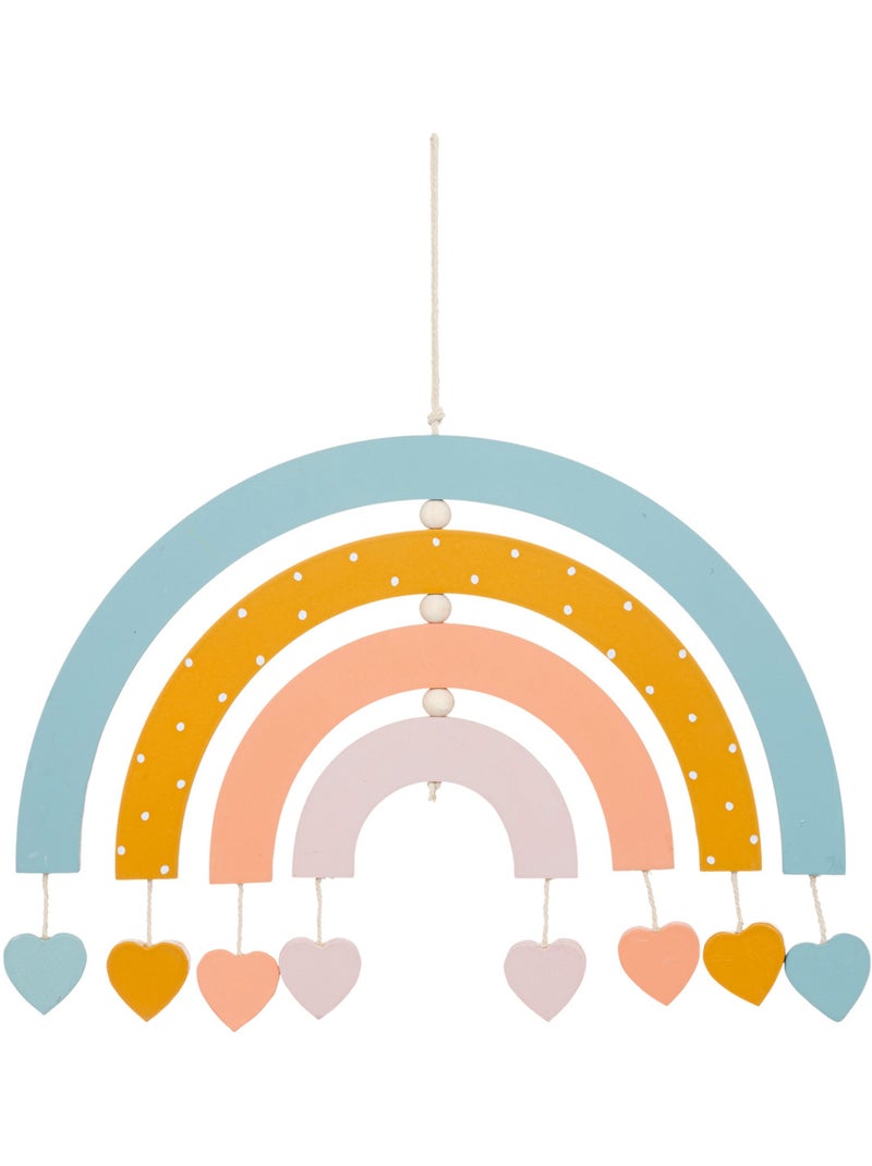 Décoration murale enfant arc-en-ciel bois et coton MALAK Multicolore - Kiabi