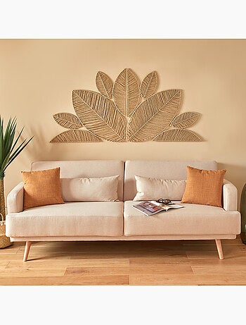 Décoration murale feuilles papier tressé 160cm MEERA