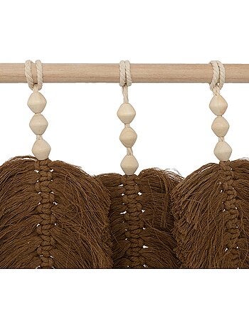 Décoration murale feuilles tissu sur baguette bois ODINA