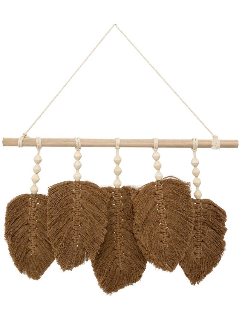 Décoration murale feuilles tissu sur baguette bois ODINA Ocre - Kiabi