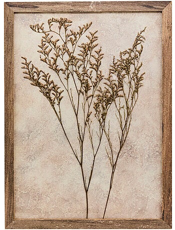 Décoration murale fleurs séchées en cadre bois pin JONAS