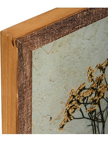 Décoration murale fleurs séchées en cadre bois pin JONAS