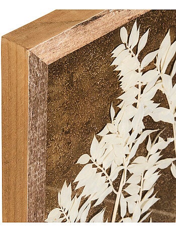 Décoration murale fleurs séchées en cadre bois pin JONAS