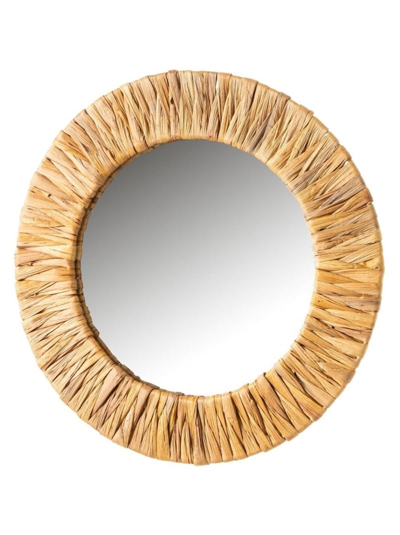 Décoration murale miroir fait main en jacinthe d'eau Beige - Kiabi