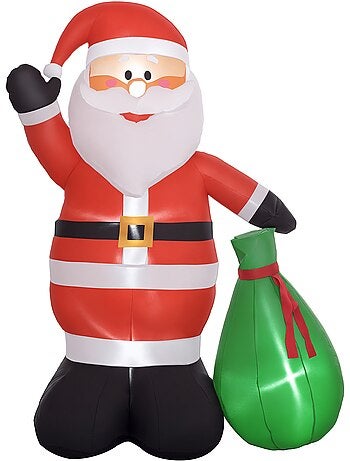 Décoration noël gonflable h.180 cm - père noël gonflable led extérieur intérieur