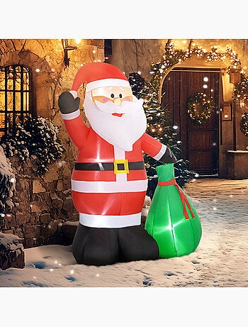 Décoration noël gonflable h.180 cm - père noël gonflable led extérieur intérieur