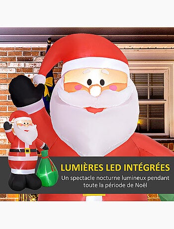 Décoration noël gonflable h.180 cm - père noël gonflable led extérieur intérieur