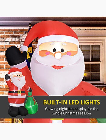 Décoration noël gonflable h.180 cm - père noël gonflable led extérieur intérieur