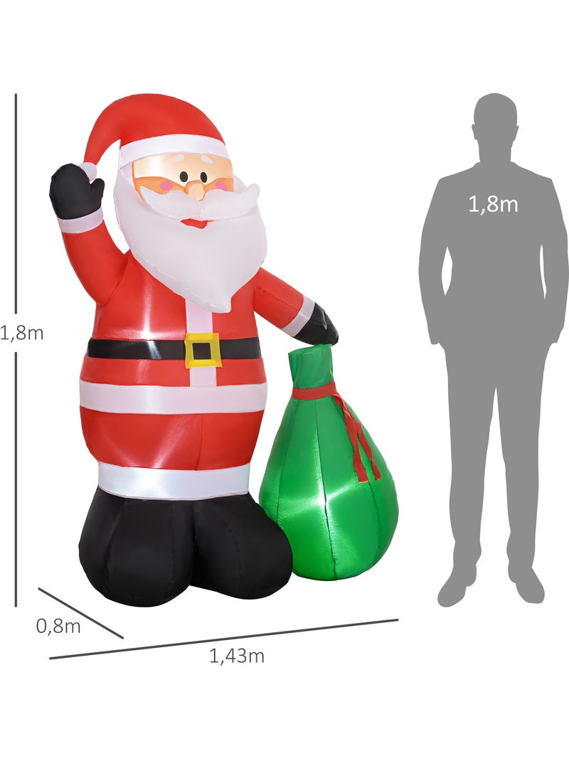 Décoration noël gonflable h.180 cm - père noël gonflable led extérieur intérieur Rouge - Kiabi