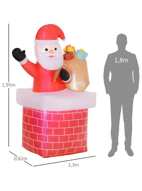 Décoration Père Noël gonflable LED H.195 cm - Kiabi
