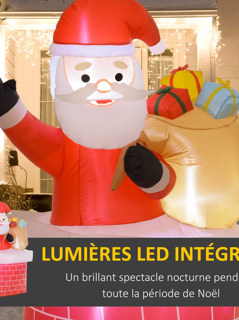 Décoration Père Noël gonflable LED H.195 cm Rouge - Kiabi