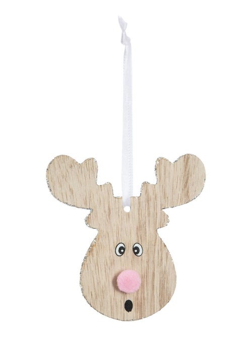 Décoration pour sapin de Noël en bois - Tête de renne - Kiabi