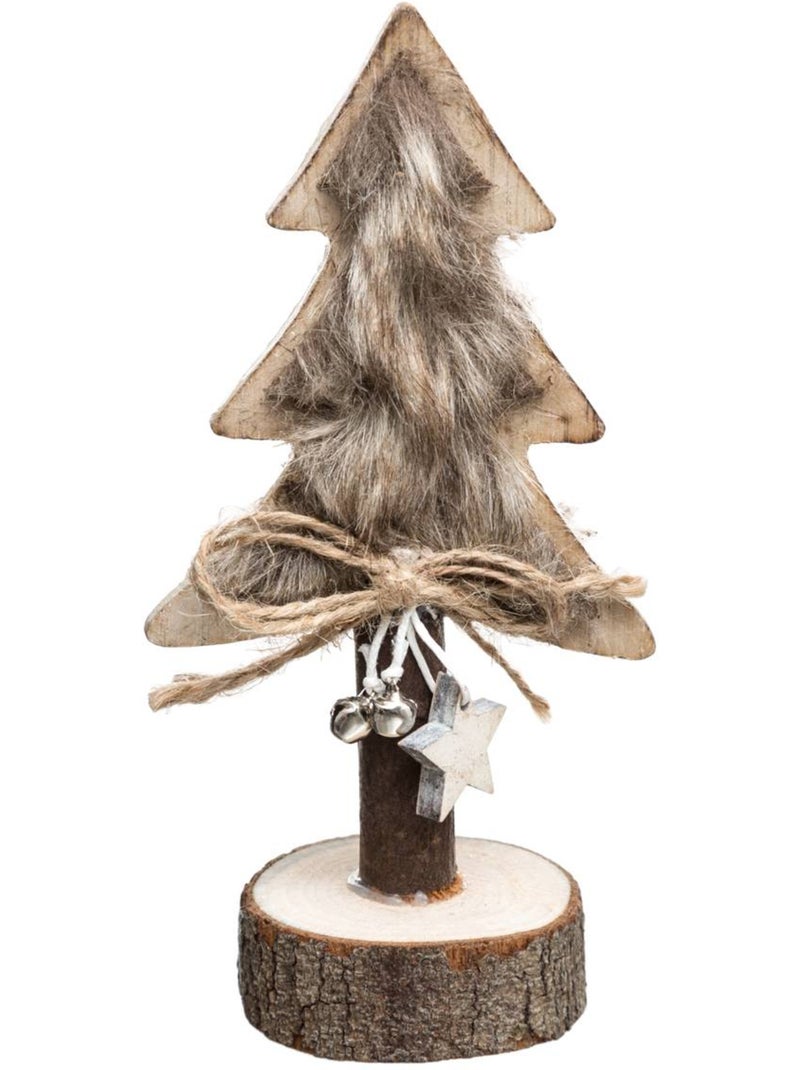 Décoration sapin bois  fourrure Blanc - Kiabi