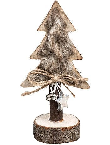 Décoration sapin bois fourrure