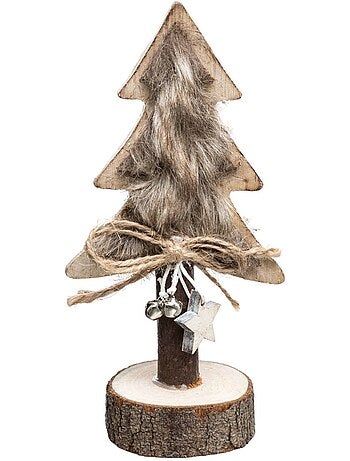 Décoration sapin bois fourrure