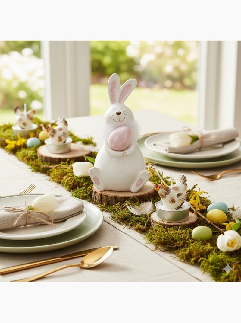 Décoration un lapin de Pâques en céramique Rose - Kiabi