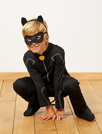Product Transforme-toi en « Chat Noir » et protège Paris des akumas ! - Costume en polyester 'Miraculous' - 1 Combinaison - 1 Masque - 1 Serre tête oreilles de chat - 1 Paire de sur-chaussuresHabillement Déguisements / Enfant / Déguisement enfant / Autres Standard KIABI