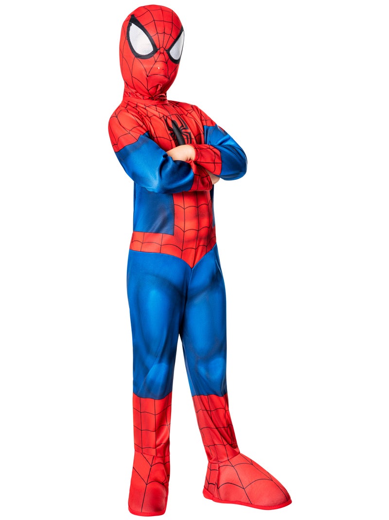 Déguisement classique Marvel Spider-Man  – Taille 9/10 ans – Combinaison + Cagoule + couvre-bottes Bleu Rouge - Kiabi