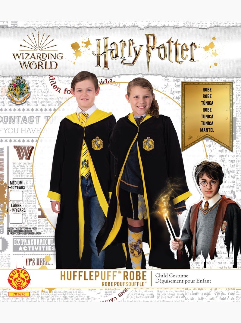 Déguisement classique Poufsouffle - HARRY POTTER  - Robe de Sorcier à Capuche - Enfant 7/10 ans Noir Jaune - Kiabi