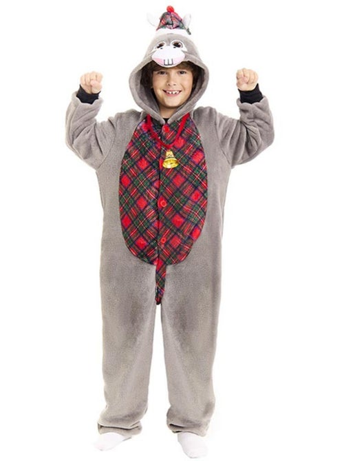 Déguisement d'âne de Noël en tartan avec capuche - Kiabi