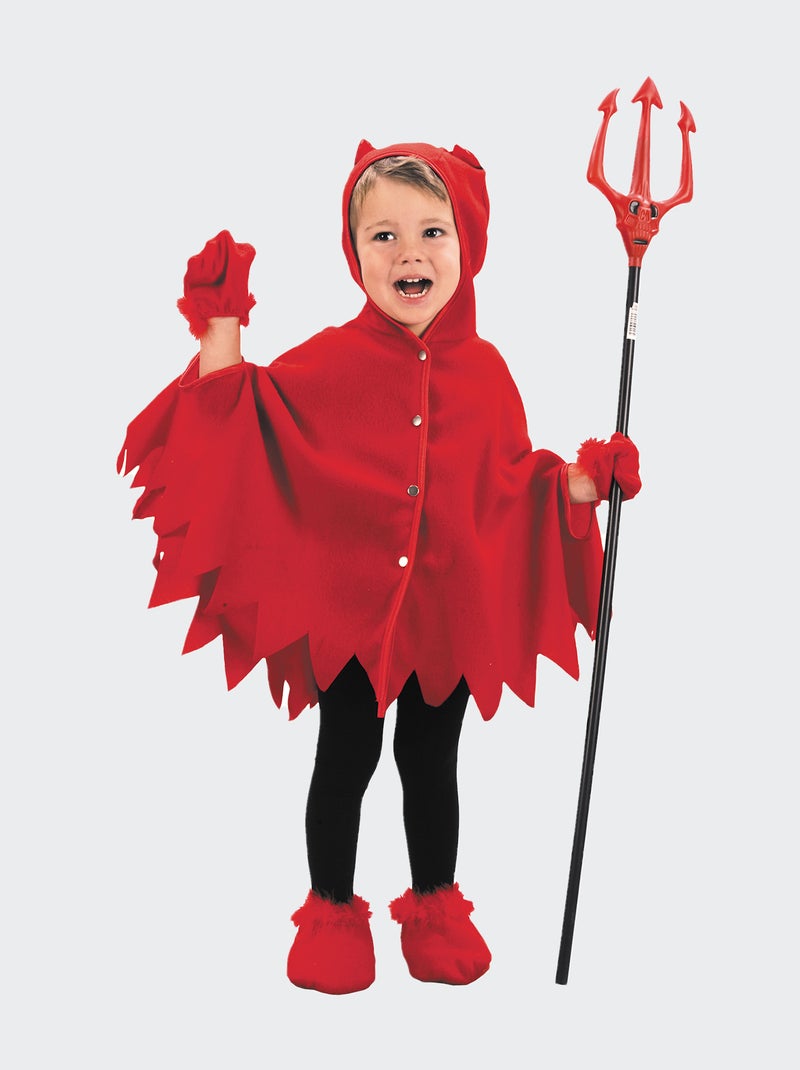 Déguisement de diable poncho avec capuche + gants Rouge - Kiabi