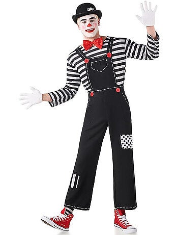 Déguisement de mime amusant à rayures pour homme
