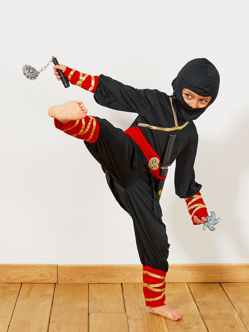 Déguisement de ninja + accessoires noir/rouge - Kiabi