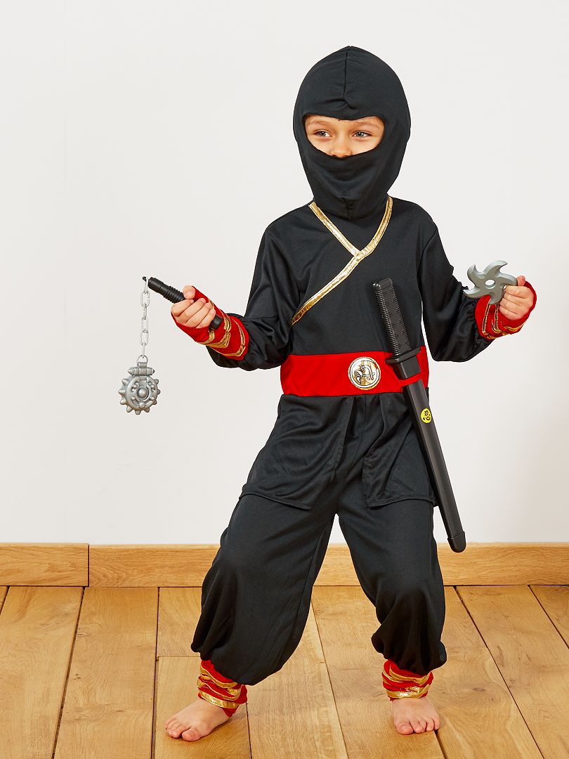 Déguisement de ninja + accessoires noir/rouge - Kiabi