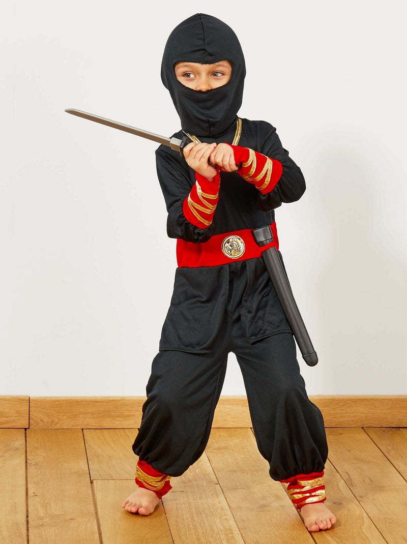 Déguisement de ninja + accessoires noir/rouge - Kiabi