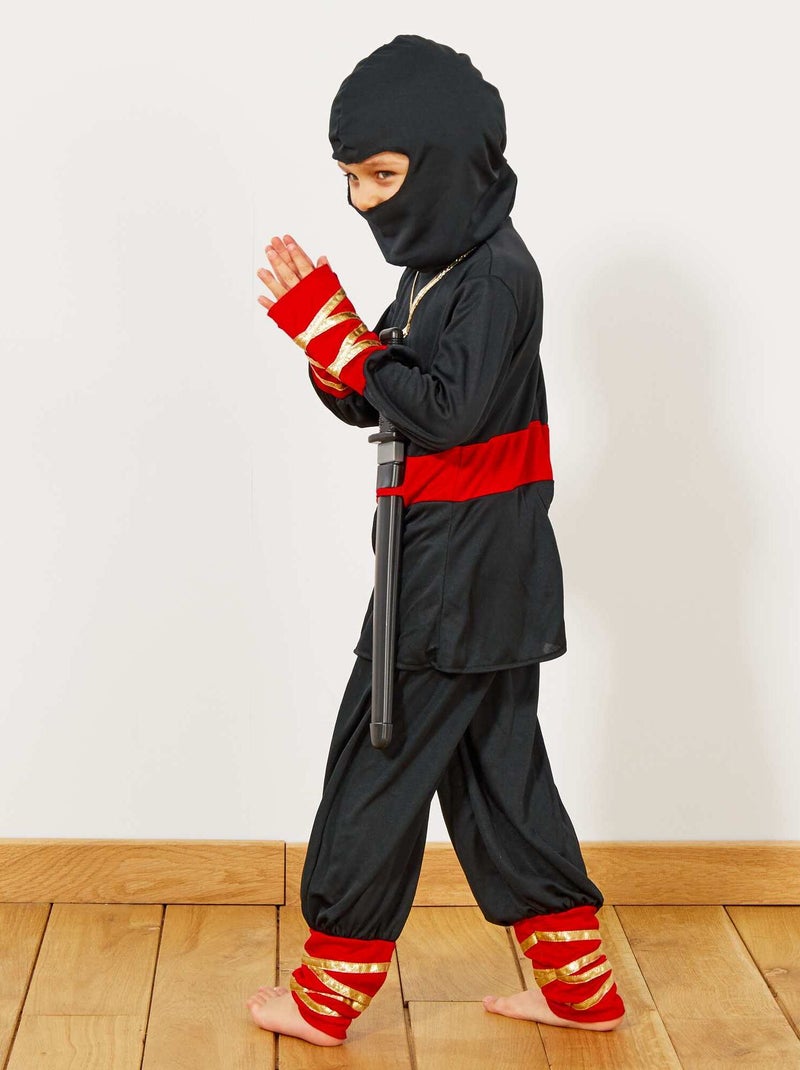 Déguisement de ninja + accessoires noir/rouge - Kiabi