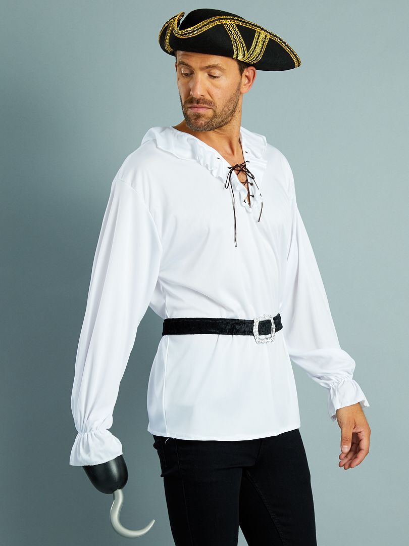 Déguisement de pirate chemise + ceinture blanc/noir - Kiabi