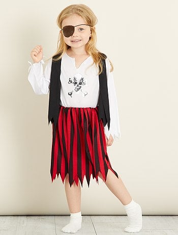 Product Couleur : noir/rouge/blanc, , ,, - Taille : 8/10A, 5/6A, 3/4A,10/12A,Habillement Déguisements / Enfant / Déguisement enfant / Pirate Chez les pirates, il n'y a pas que des garçons ! - Déguisement de pirate en polyester KIABI