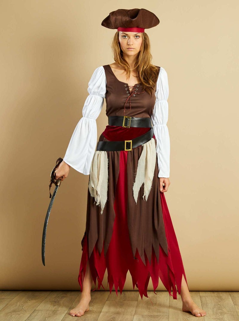 Déguisement de pirate marron/blanc/bordeaux - Kiabi