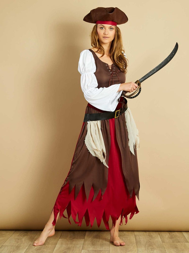 Déguisement de pirate marron/blanc/bordeaux - Kiabi