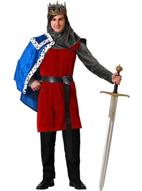 Déguisement de roi médiéval bordeaux avec ceinture pour homme - Kiabi