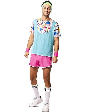 Déguisement de sportif des années 80 avec bracelets de poignet pour homme