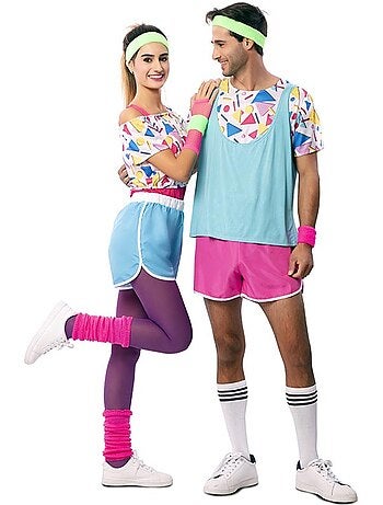 Déguisement de sportif des années 80 avec bracelets de poignet pour homme