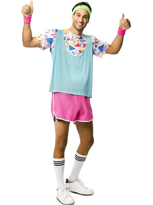 Déguisement de sportif des années 80 avec bracelets de poignet pour homme - Kiabi
