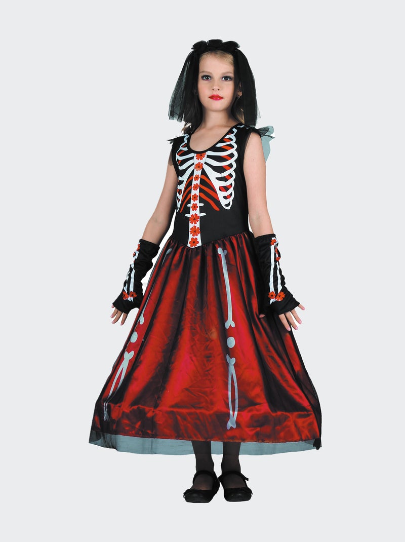 Déguisement 'Dia de la muerte' robe + serre-tête + gants Rouge - Kiabi