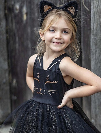Déguisement enfant – Robe chat noir avec bandeau oreilles Great Pretenders